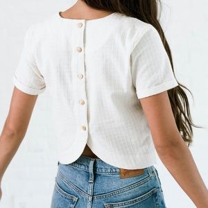 Clad and Cloth - button back crop top- size small
